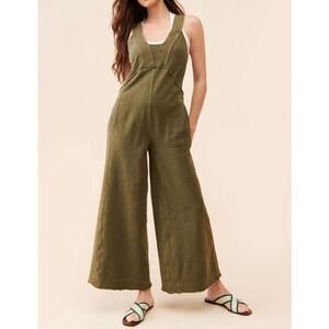 Daily Practice by Anthropologie Palmra Moss Green Wide Leg Jumpsuit Romper XXS